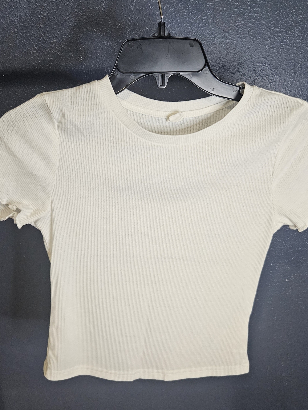 SHEIN White Ribbed Short Sleeve Crew Tee